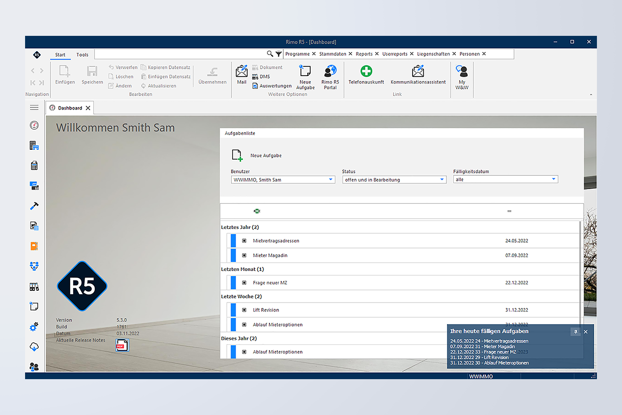 Dashboard im Rimo