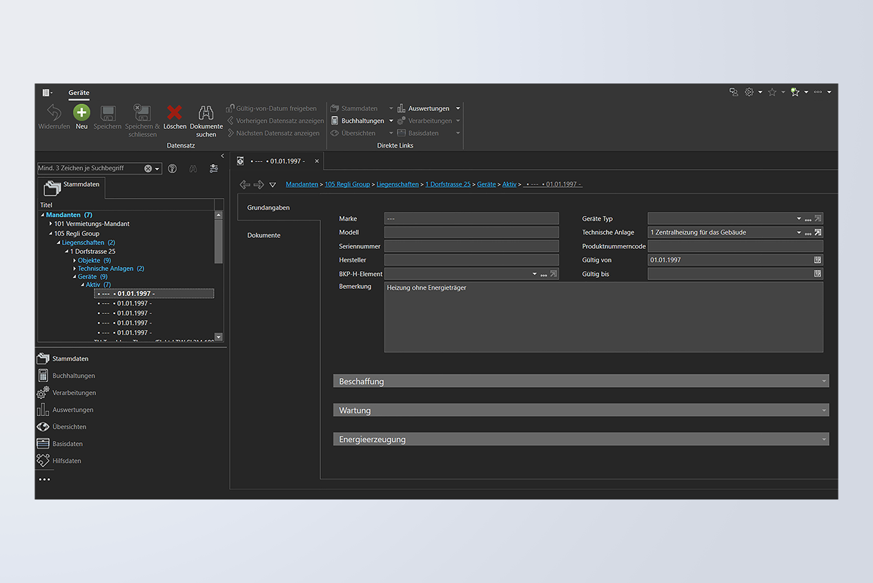 Ansicht Dark Mode in ImmoTop2