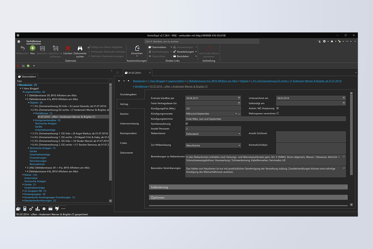 Ansicht Dark Mode in ImmoTop2