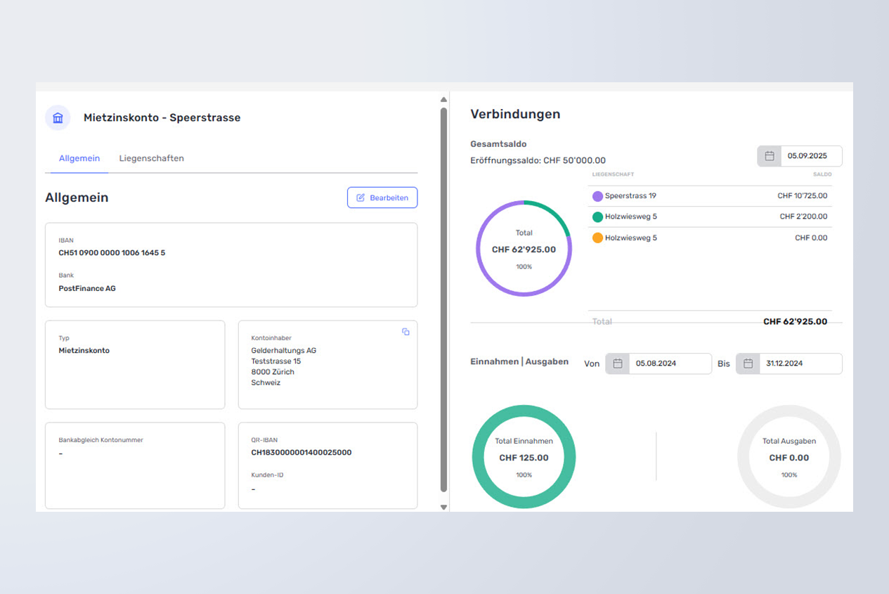 Fairwalter: Ansicht Mietzinskonto