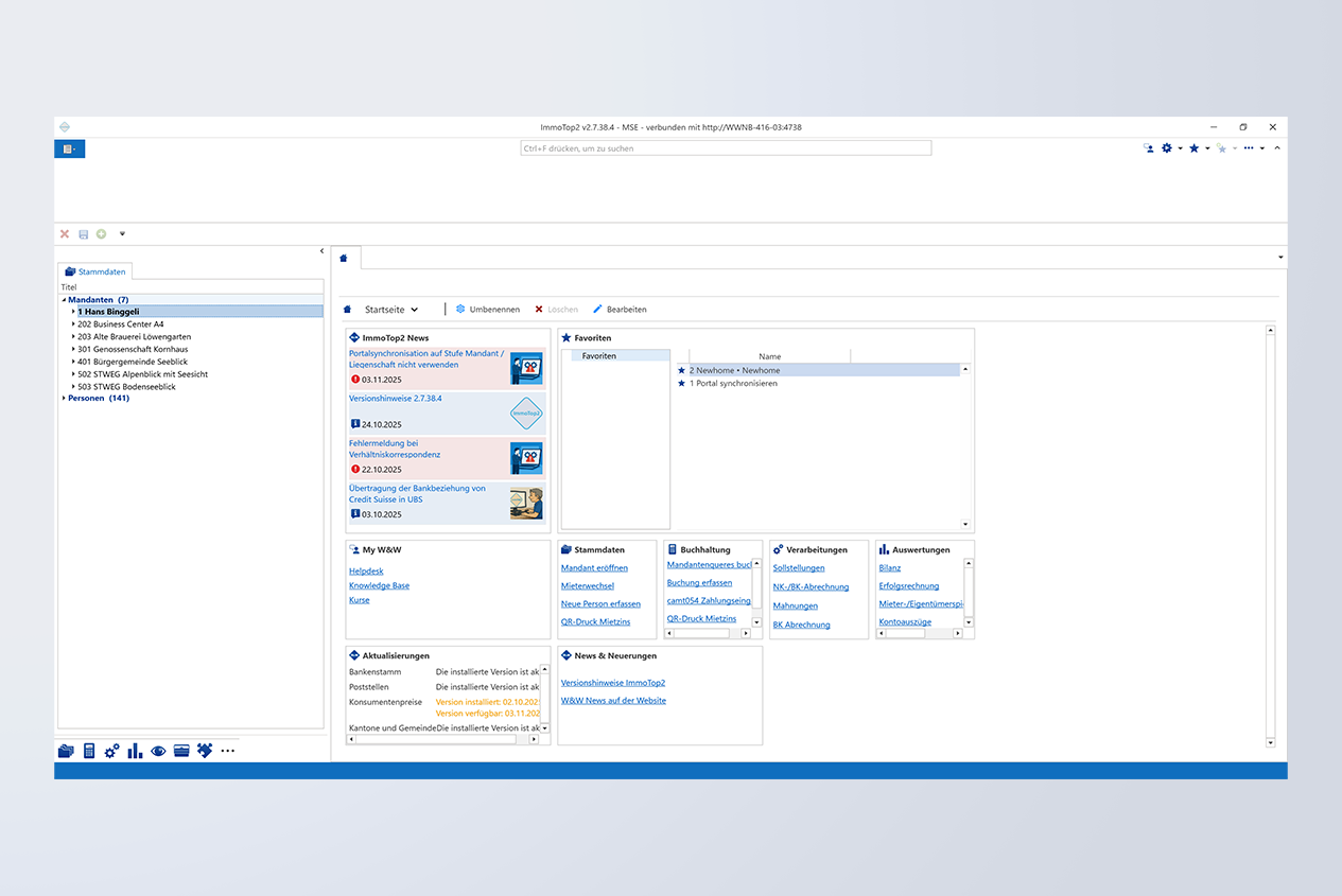 Übersichtliche Startseite ImmoTop2
