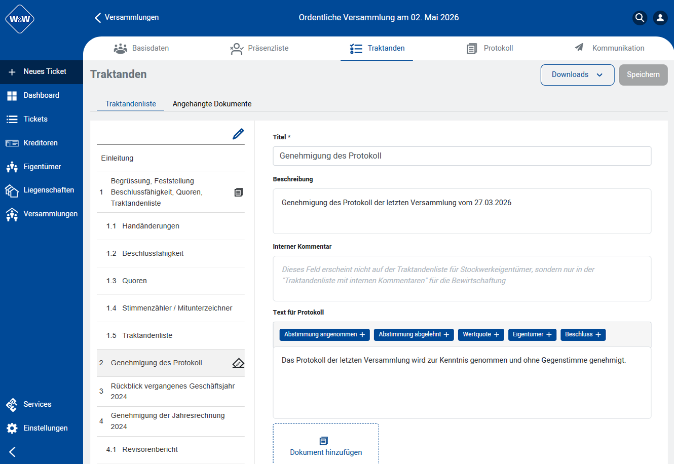 STWEG-Abstimmung: Traktanden-Protokolltexte